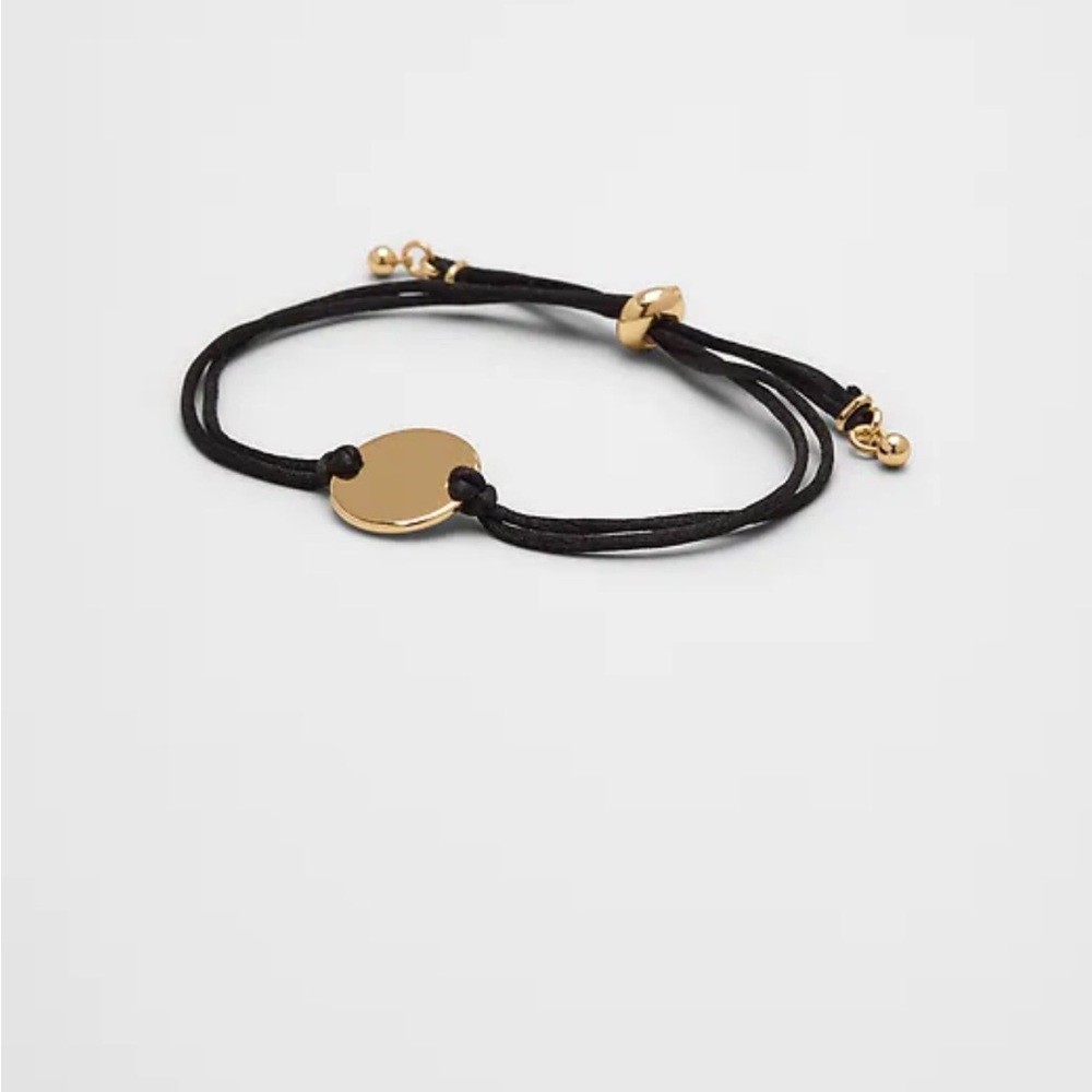 Banana Republic Black Pull-Through Bracelet with Gold Coin